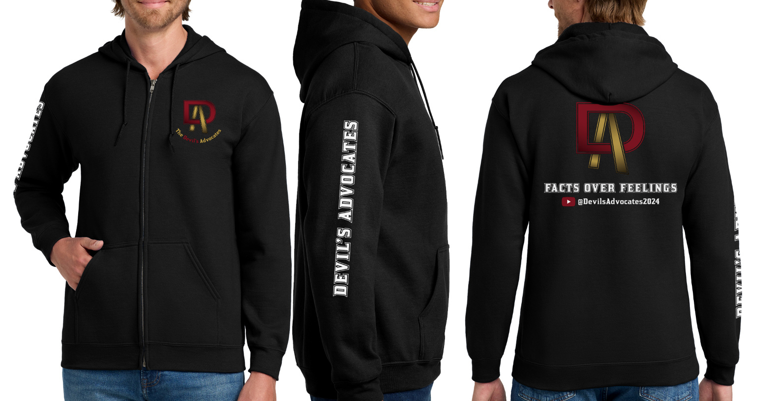 Black Midweight Full-Zip Hoodie